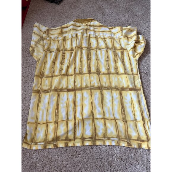 VTG‎ Sean John Men's Yellow Short Sleeve Button Up Logo Shirt Size XXL Collar - Picture 7 of 7